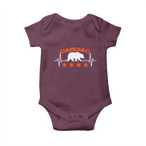 Cardiac Bear Heart Rate Baby Onesie Funny Heart-Stopping Game Day Sport Fans TS02 Maroon Print Your Wear