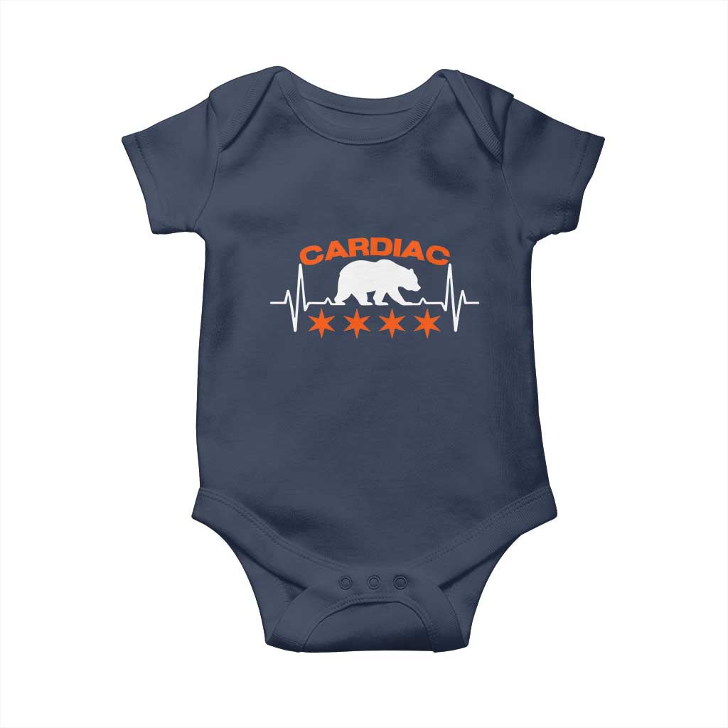 Cardiac Bear Heart Rate Baby Onesie Funny Heart-Stopping Game Day Sport Fans TS02 Navy Print Your Wear