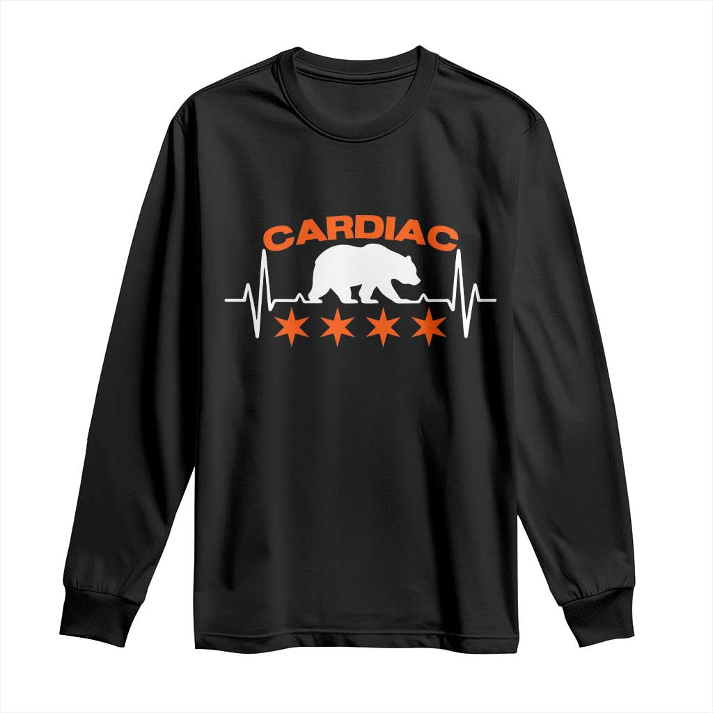 Cardiac Bear Heart Rate Long Sleeve Shirt Funny Heart-Stopping Game Day Sport Fans TS02 Black Print Your Wear