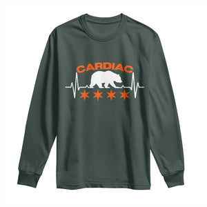 Cardiac Bear Heart Rate Long Sleeve Shirt Funny Heart-Stopping Game Day Sport Fans TS02 Dark Forest Green Print Your Wear