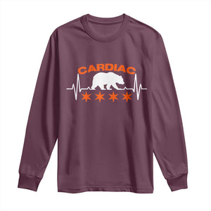 Cardiac Bear Heart Rate Long Sleeve Shirt Funny Heart-Stopping Game Day Sport Fans TS02 Maroon Print Your Wear