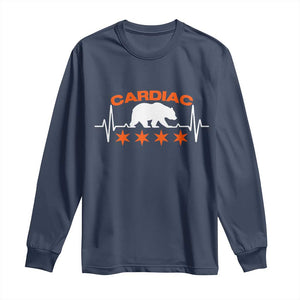 Cardiac Bear Heart Rate Long Sleeve Shirt Funny Heart-Stopping Game Day Sport Fans TS02 Navy Print Your Wear
