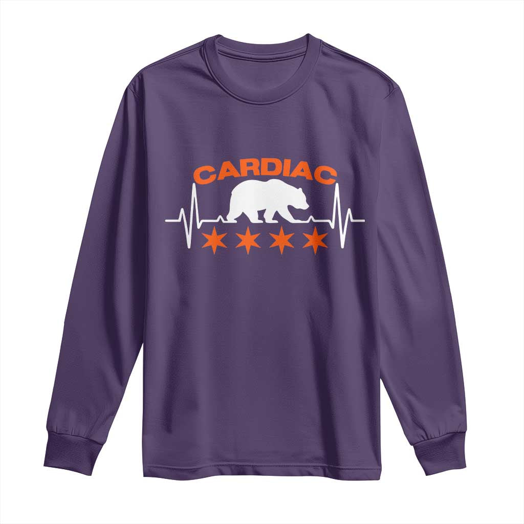Cardiac Bear Heart Rate Long Sleeve Shirt Funny Heart-Stopping Game Day Sport Fans TS02 Purple Print Your Wear
