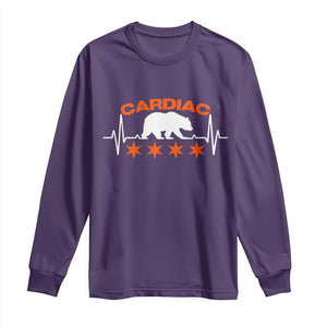 Cardiac Bear Heart Rate Long Sleeve Shirt Funny Heart-Stopping Game Day Sport Fans TS02 Purple Print Your Wear