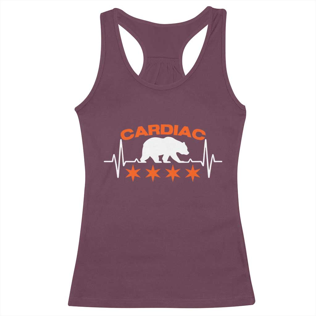 Cardiac Bear Heart Rate Racerback Tank Top Funny Heart-Stopping Game Day Sport Fans TS02 Maroon Print Your Wear