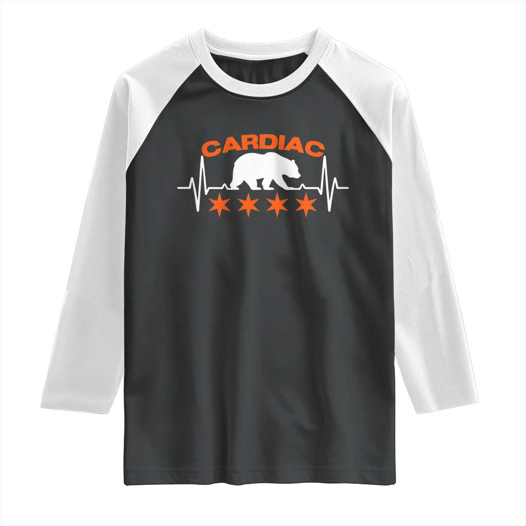 Cardiac Bear Heart Rate Raglan Shirt Funny Heart-Stopping Game Day Sport Fans TS02 Black White Print Your Wear