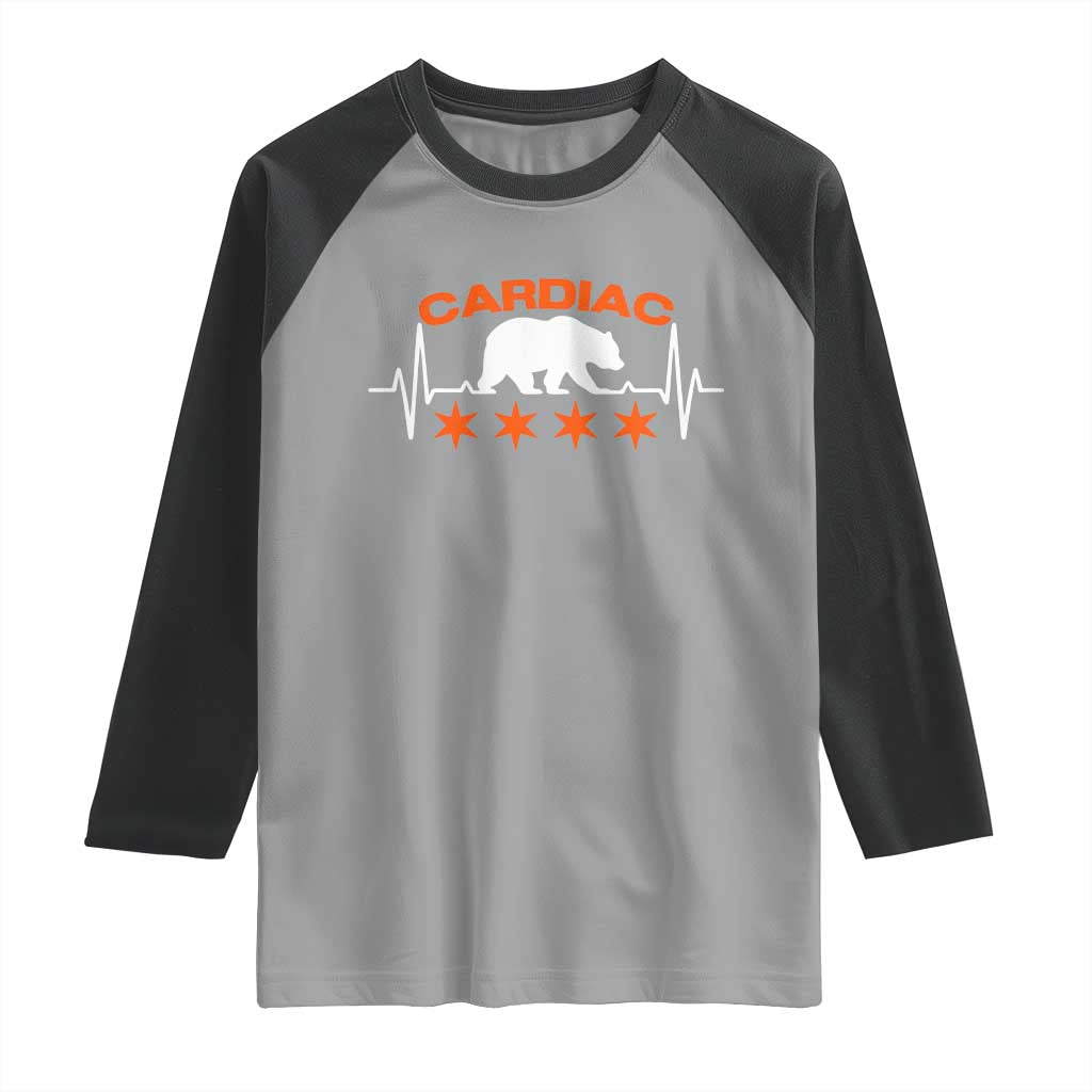 Cardiac Bear Heart Rate Raglan Shirt Funny Heart-Stopping Game Day Sport Fans TS02 Sport Gray Black Print Your Wear