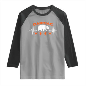 Cardiac Bear Heart Rate Raglan Shirt Funny Heart-Stopping Game Day Sport Fans TS02 Sport Gray Black Print Your Wear