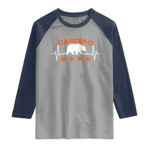 Cardiac Bear Heart Rate Raglan Shirt Funny Heart-Stopping Game Day Sport Fans TS02 Sport Gray Navy Print Your Wear