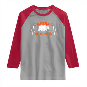 Cardiac Bear Heart Rate Raglan Shirt Funny Heart-Stopping Game Day Sport Fans TS02 Sport Gray Red Print Your Wear