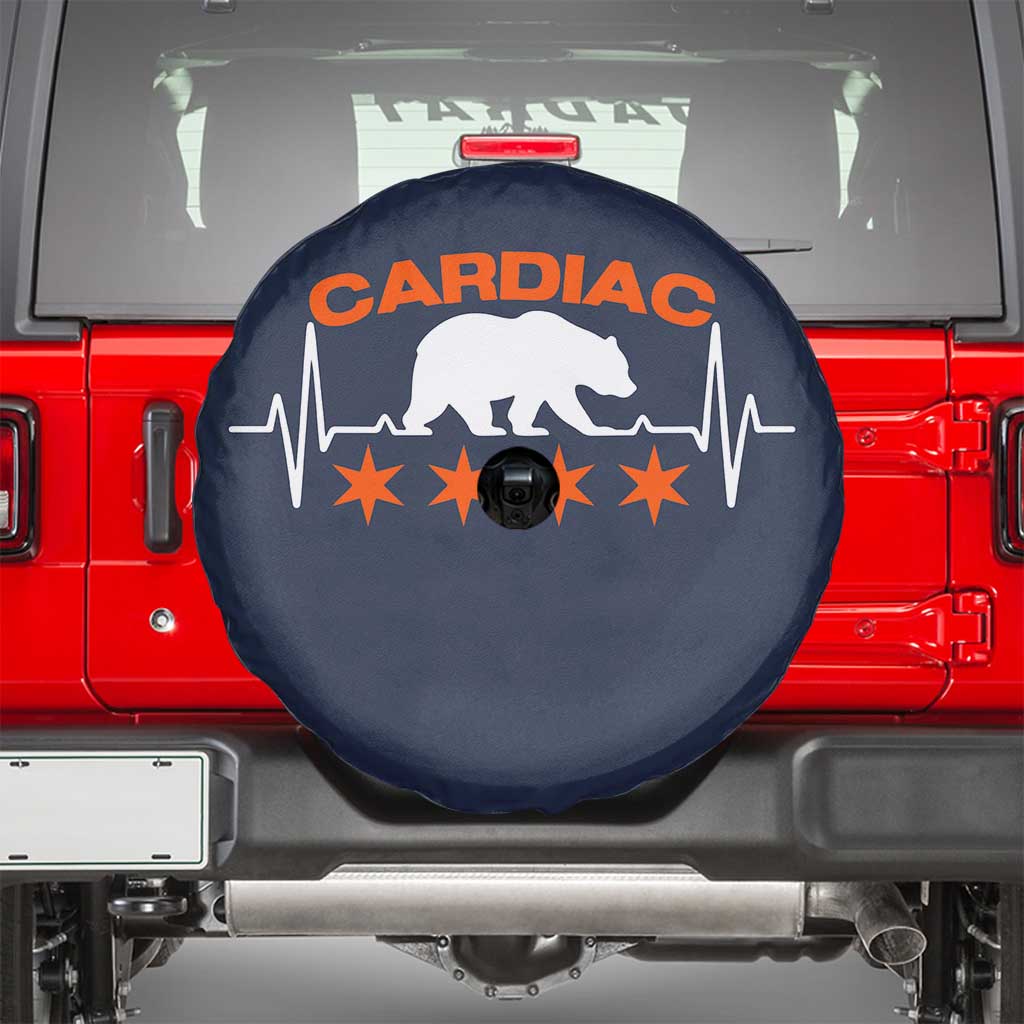 Cardiac Bear Heart Rate Spare Tire Cover Funny Heart-Stopping Game Day Sport Fans TS02 Navy Print Your Wear