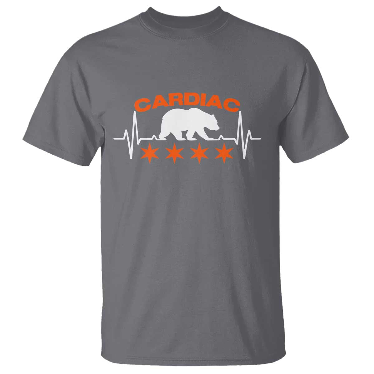 Cardiac Bear Heart Rate T Shirt Funny Heart-Stopping Game Day Sport Fans TS02 Charcoal Print Your Wear