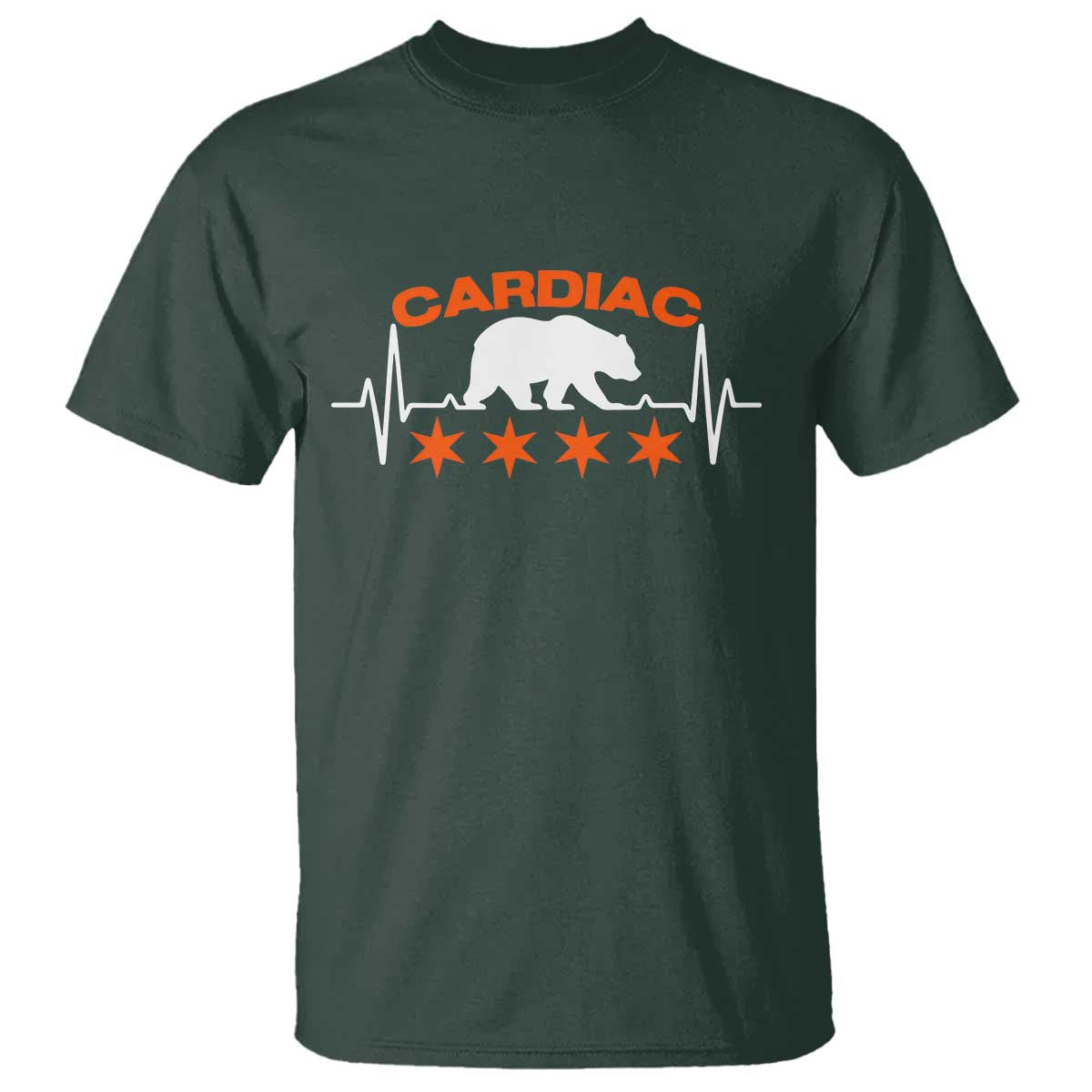 Cardiac Bear Heart Rate T Shirt Funny Heart-Stopping Game Day Sport Fans TS02 Dark Forest Green Print Your Wear