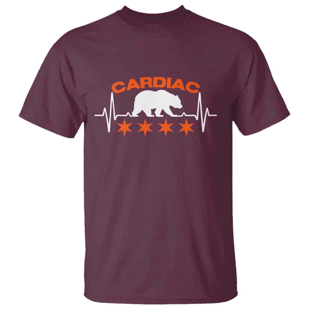Cardiac Bear Heart Rate T Shirt Funny Heart-Stopping Game Day Sport Fans TS02 Maroon Print Your Wear