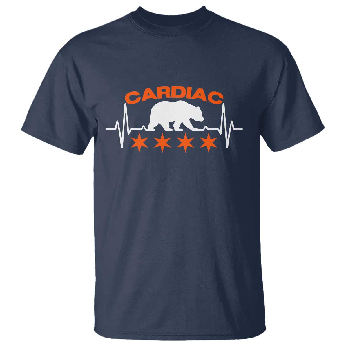 Cardiac Bear Heart Rate T Shirt Funny Heart-Stopping Game Day Sport Fans TS02 Navy Print Your Wear