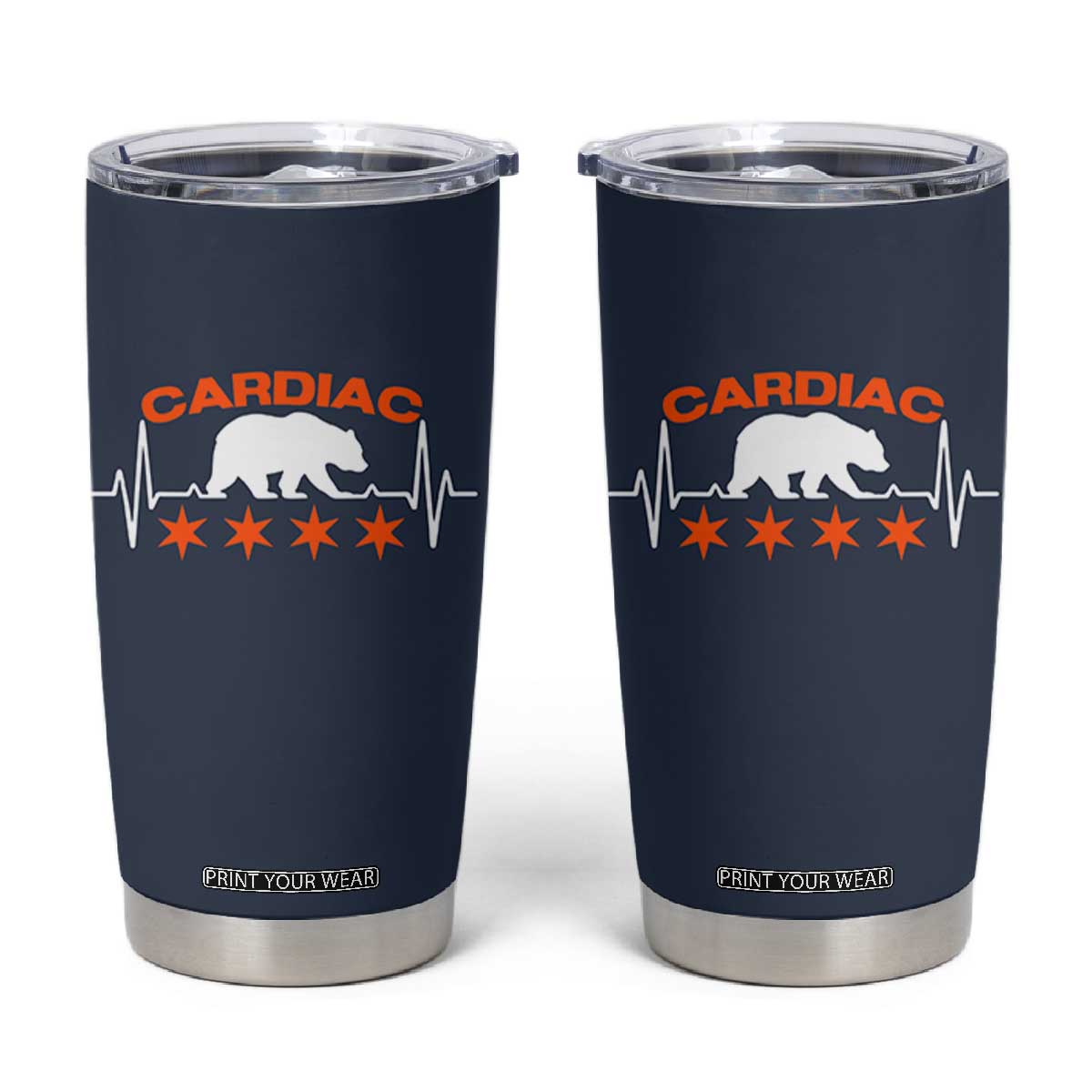 Cardiac Bear Heart Rate Tumbler Cup Funny Heart-Stopping Game Day Sport Fans TS02 Navy Print Your Wear