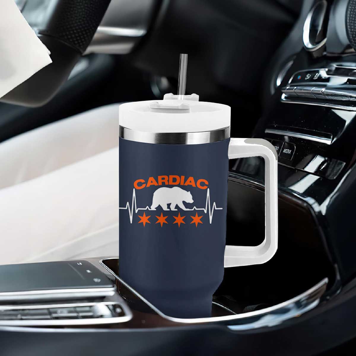 Cardiac Bear Heart Rate Tumbler With Handle Funny Heart-Stopping Game Day Sport Fans TS02 Print Your Wear