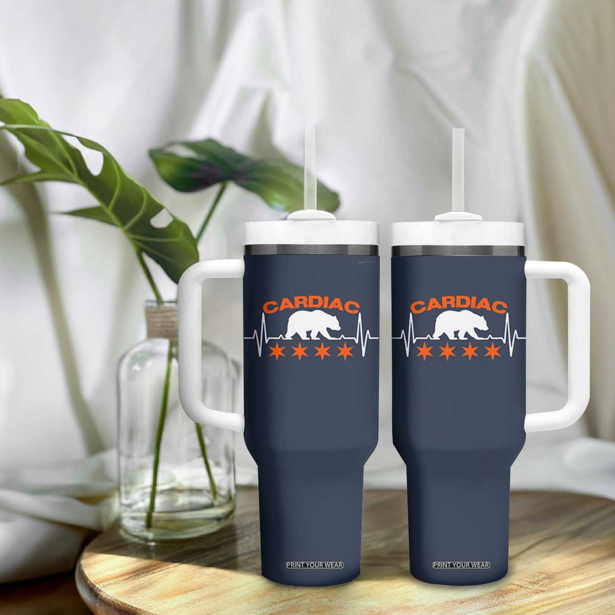 Cardiac Bear Heart Rate Tumbler With Handle Funny Heart-Stopping Game Day Sport Fans TS02 Print Your Wear
