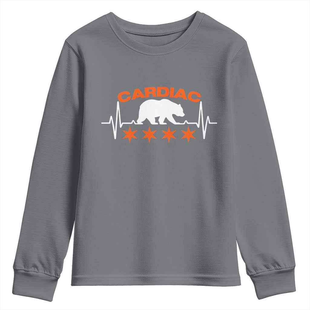 Cardiac Bear Heart Rate Youth Sweatshirt Funny Heart-Stopping Game Day Sport Fans TS02 Charcoal Print Your Wear