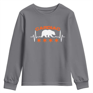 Cardiac Bear Heart Rate Youth Sweatshirt Funny Heart-Stopping Game Day Sport Fans TS02 Charcoal Print Your Wear