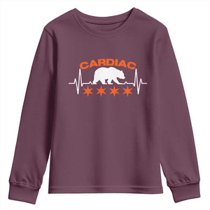 Cardiac Bear Heart Rate Youth Sweatshirt Funny Heart-Stopping Game Day Sport Fans TS02 Maroon Print Your Wear