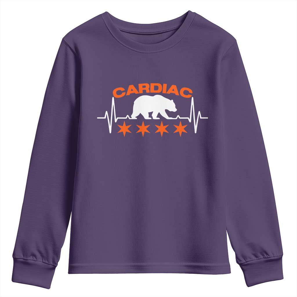 Cardiac Bear Heart Rate Youth Sweatshirt Funny Heart-Stopping Game Day Sport Fans TS02 Purple Print Your Wear