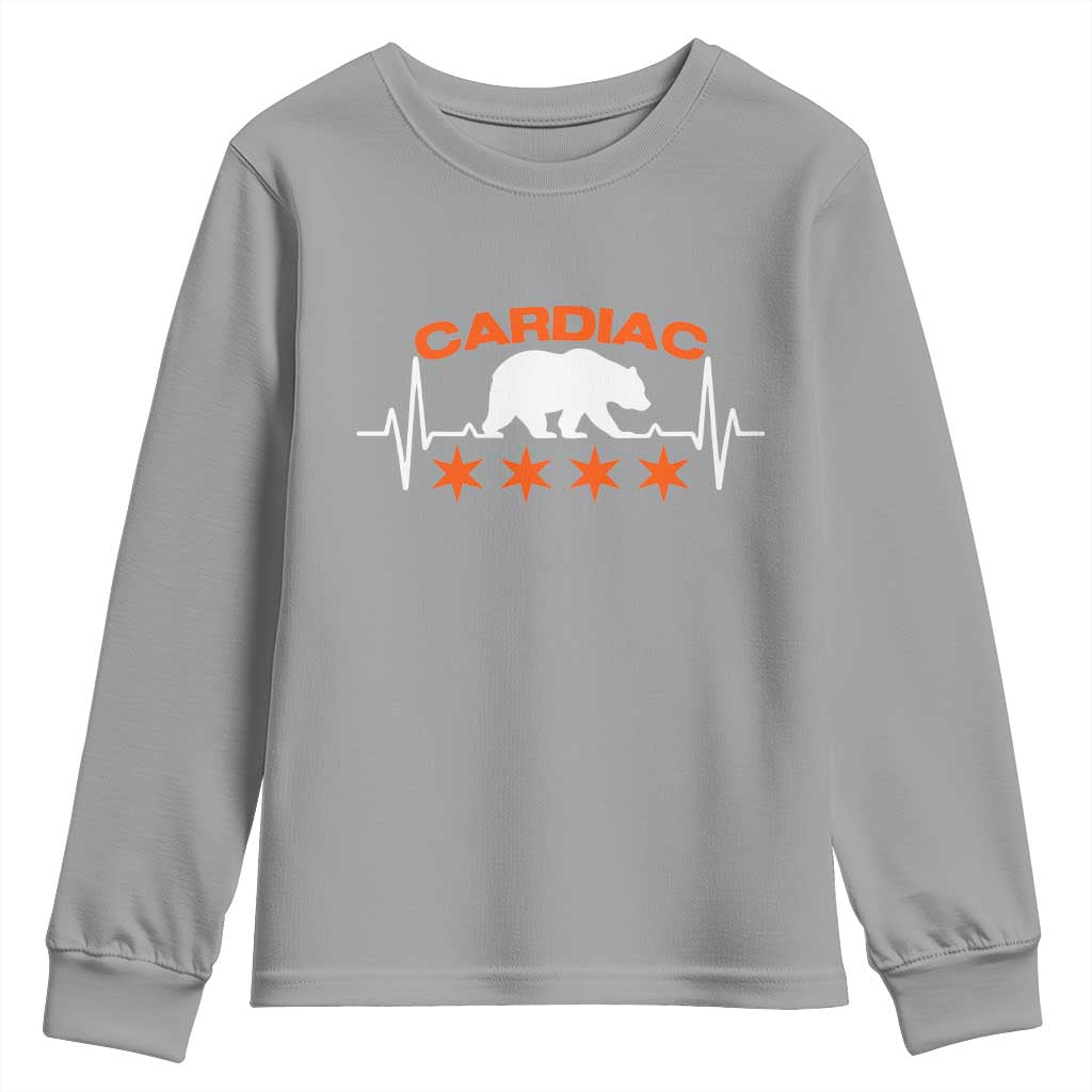 Cardiac Bear Heart Rate Youth Sweatshirt Funny Heart-Stopping Game Day Sport Fans TS02 Sport Gray Print Your Wear