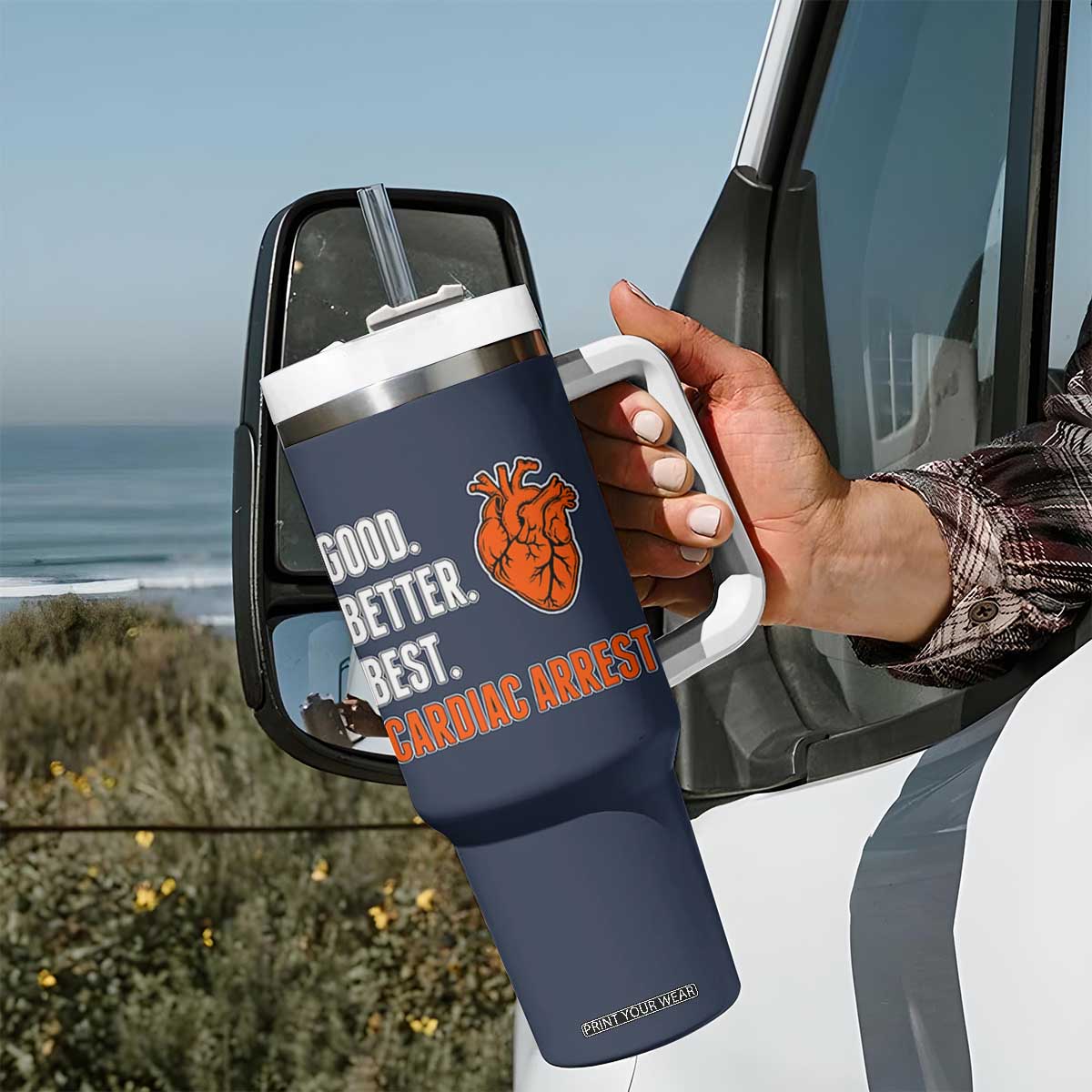 Good Better Best Cardiac Arrest Heart Graphic Tumbler With Handle Funny Heart-Stopping Game Day Sport Fans TS02 Print Your Wear