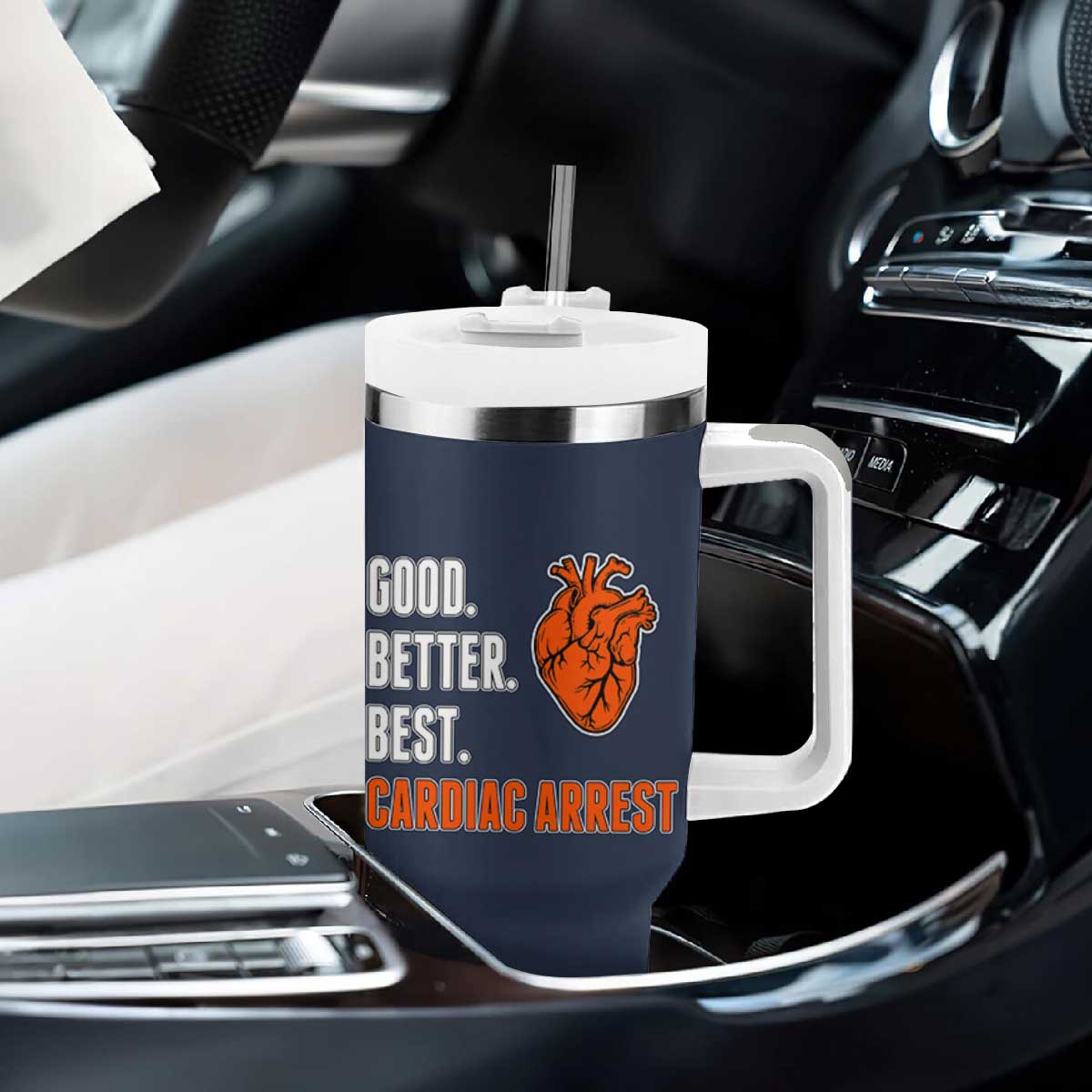 Good Better Best Cardiac Arrest Heart Graphic Tumbler With Handle Funny Heart-Stopping Game Day Sport Fans TS02 Print Your Wear
