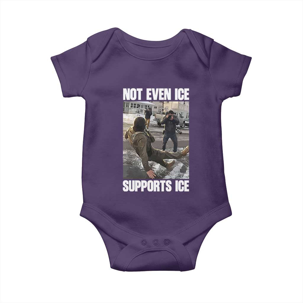Not Even Ice Supports Ice Baby Onesie Viral Political Ice Slipping Meme Against Ice Satire TS02 Purple Print Your Wear