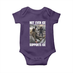 Not Even Ice Supports Ice Baby Onesie Viral Political Ice Slipping Meme Against Ice Satire TS02 Purple Print Your Wear