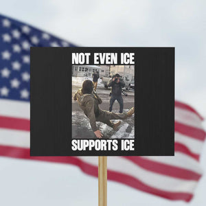 Not Even Ice Supports Ice Protest Sign Viral Political Ice Slipping Meme Against Ice Satire TS02 Horizontal 18" × 24" Black Print Your Wear