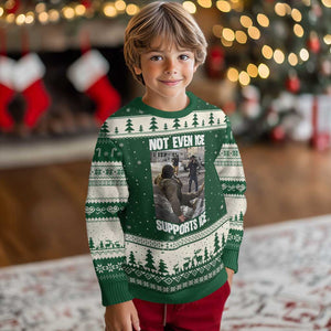 Not Even Ice Supports Ice Ugly Christmas Sweater Viral Political Ice Slipping Meme Against Ice Satire TS02 Forest Green Beige Print Your Wear