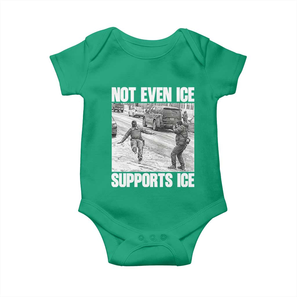 Not Even Ice Supports Ice Baby Onesie Viral Political Ice Slipping Captured Meme Against Ice TS02 Irish Green Print Your Wear
