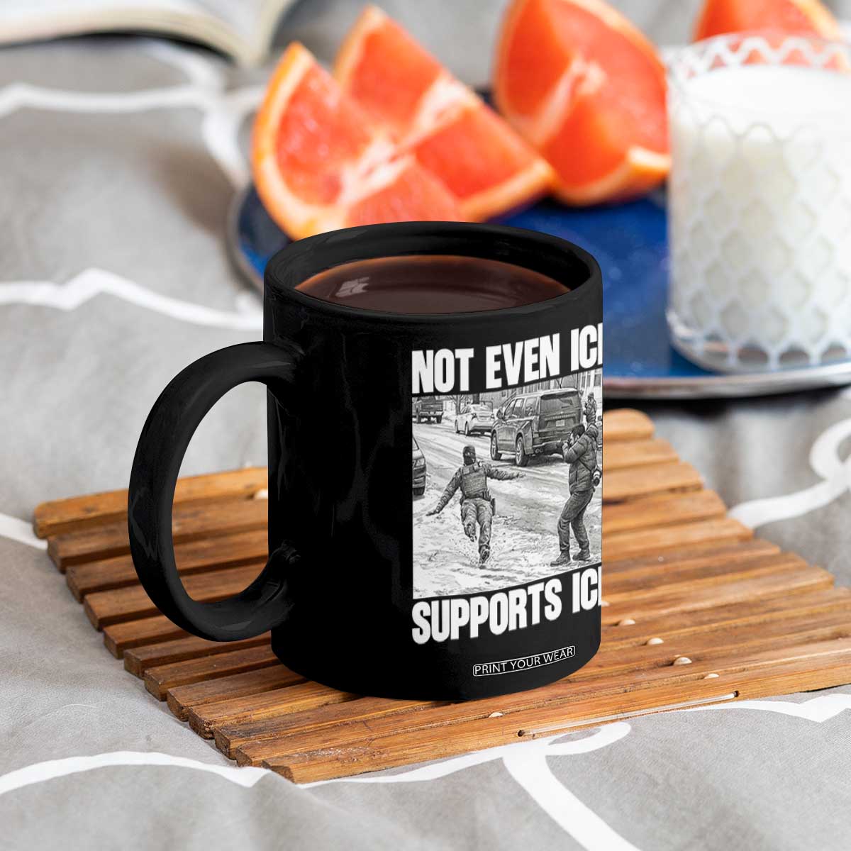 Not Even Ice Supports Ice Coffee Mug Viral Political Ice Slipping Captured Meme Against Ice TS02 Print Your Wear