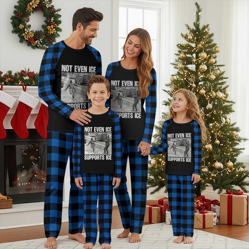 Not Even Ice Supports Ice Plaid Pajama Set Viral Political Ice Slipping Captured Meme Against Ice TS02 Blue Plaid Print Your Wear