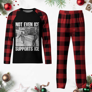 Not Even Ice Supports Ice Plaid Pajama Set Viral Political Ice Slipping Captured Meme Against Ice TS02 Buffalo Plaid Print Your Wear