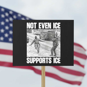 Not Even Ice Supports Ice Protest Sign Viral Political Ice Slipping Captured Meme Against Ice TS02 Horizontal 18" × 24" Black Print Your Wear