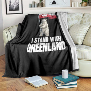 I Stand With Greenland Throw Blanket Cute Polar Bear Holding Flag Political Support TS02 Print Your Wear