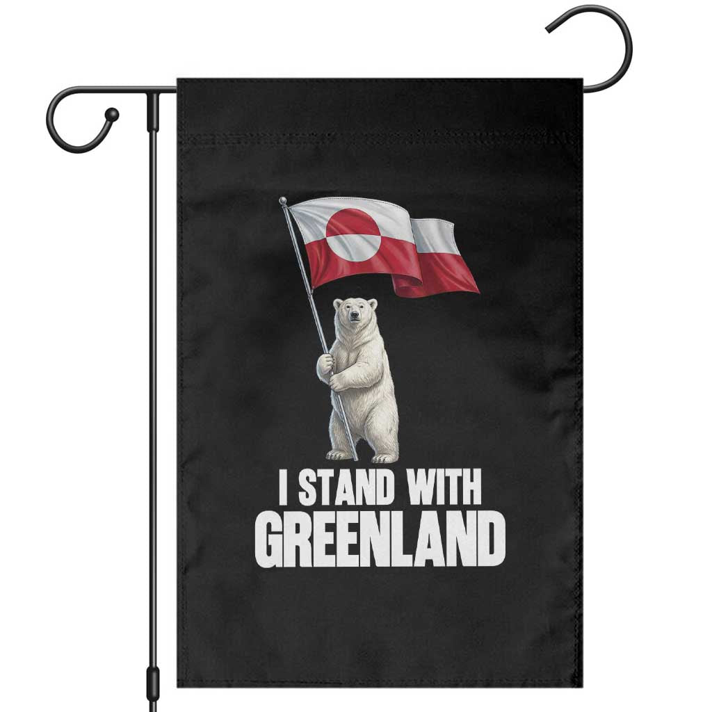 I Stand With Greenland Garden Flag Cute Polar Bear Holding Flag Political Support TS02 Black Print Your Wear