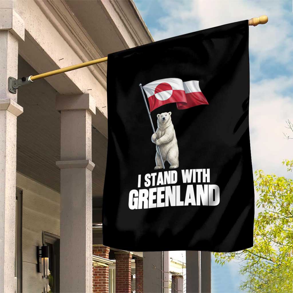 I Stand With Greenland Garden Flag Cute Polar Bear Holding Flag Political Support TS02 Print Your Wear