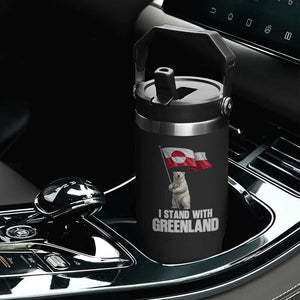 I Stand With Greenland Flip Straw Tumbler Cute Polar Bear Holding Flag Political Support TS02 Print Your Wear