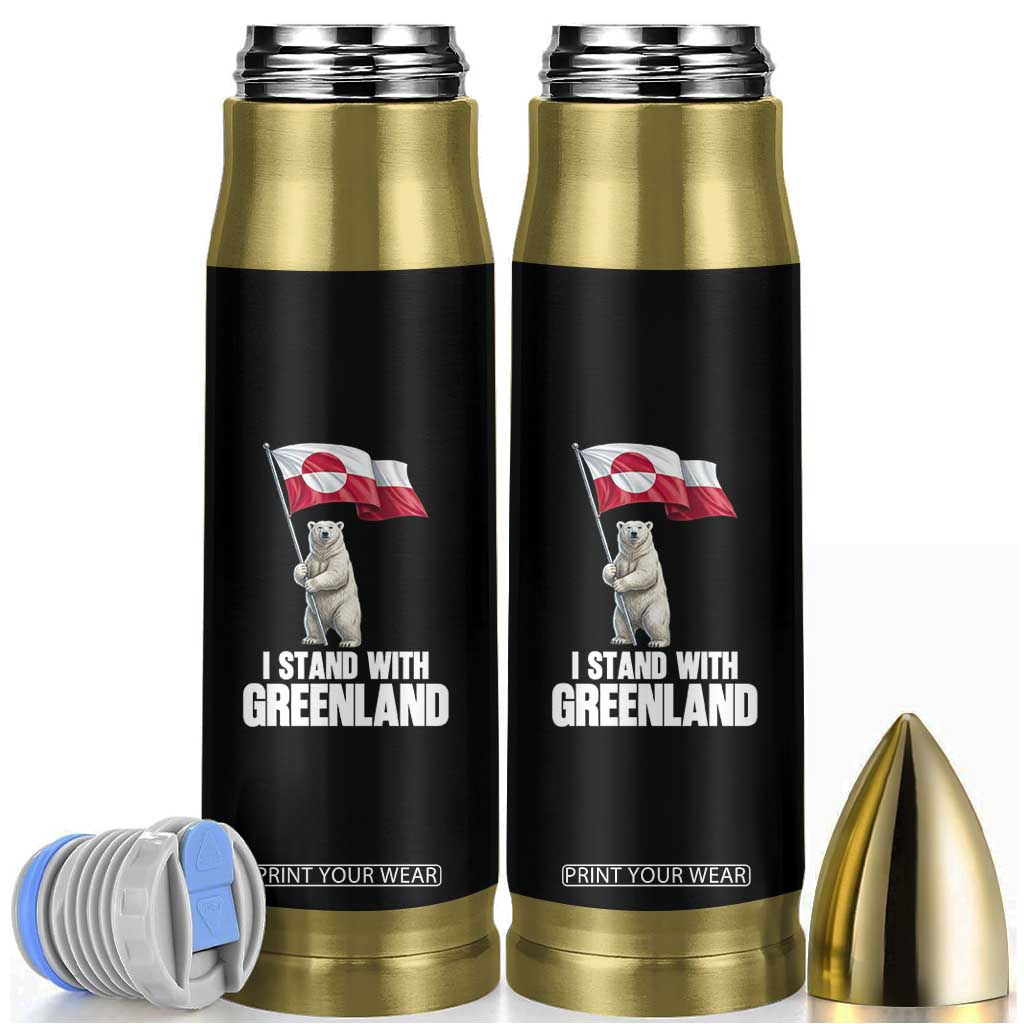 I Stand With Greenland Bullet Tumbler Cute Polar Bear Holding Flag Political Support TS02 Black Print Your Wear