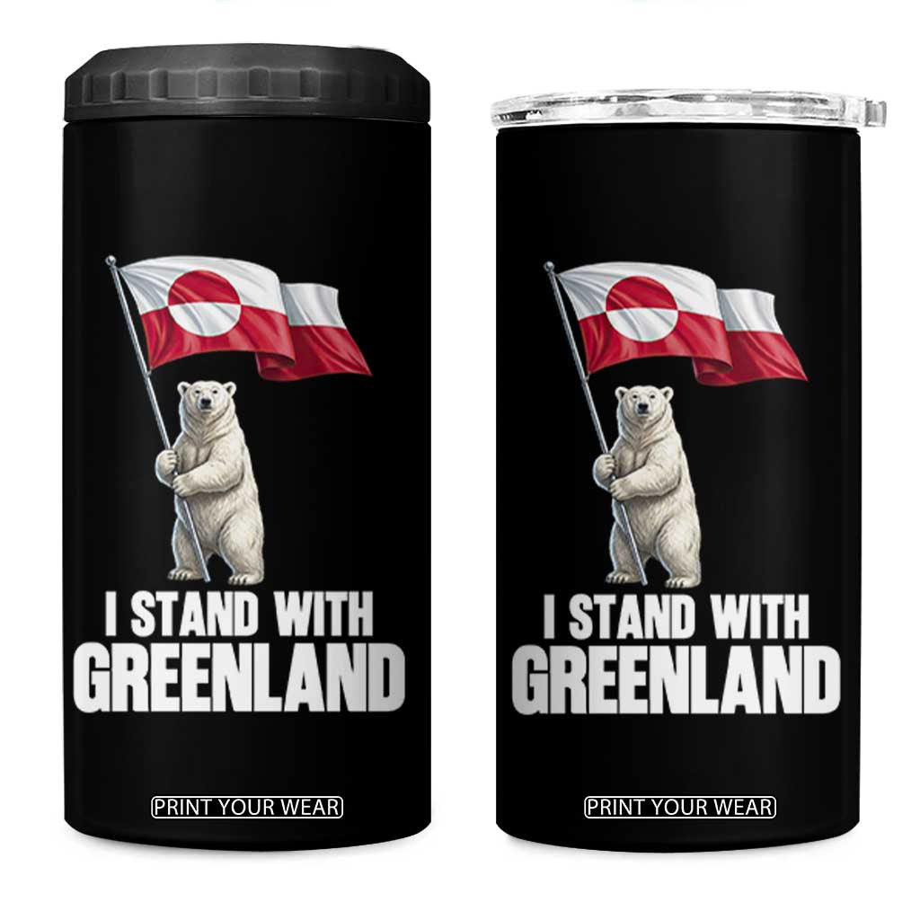 I Stand With Greenland 4 in 1 Can Cooler Tumbler Cute Polar Bear Holding Flag Political Support TS02 One Size: 16 oz Black Print Your Wear