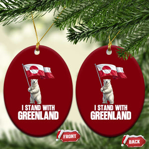 I Stand With Greenland Ceramic Ornament Cute Polar Bear Holding Flag Political Support TS02 Print Your Wear