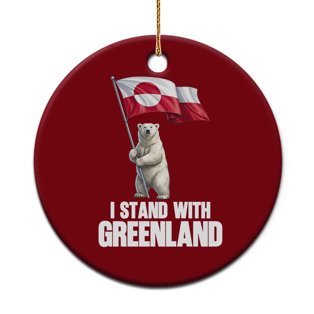 I Stand With Greenland Ceramic Ornament Cute Polar Bear Holding Flag Political Support TS02 1pc Red Print Your Wear