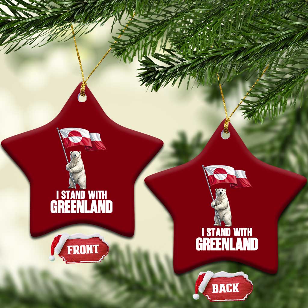I Stand With Greenland Ceramic Ornament Cute Polar Bear Holding Flag Political Support TS02 Print Your Wear