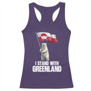 I Stand With Greenland Racerback Tank Top Cute Polar Bear Holding Flag Political Support TS02 Purple Print Your Wear