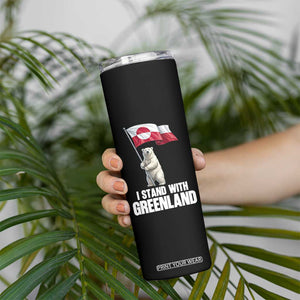 I Stand With Greenland Skinny Tumbler Cute Polar Bear Holding Flag Political Support TS02 Print Your Wear