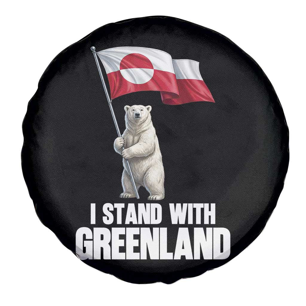 I Stand With Greenland Spare Tire Cover Cute Polar Bear Holding Flag Political Support TS02 Print Your Wear